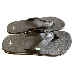 Sanuk Beer Cozy‎ Flip Flop SMS2839 Brown Men's Size 13